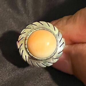 Peach Stone Vintage Sterling Silver Ring